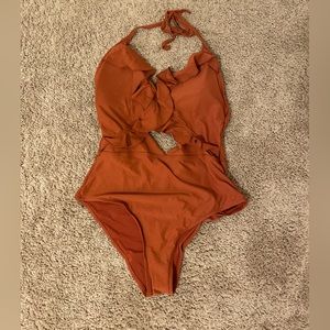 Arie ruffle bathing suit with cutout